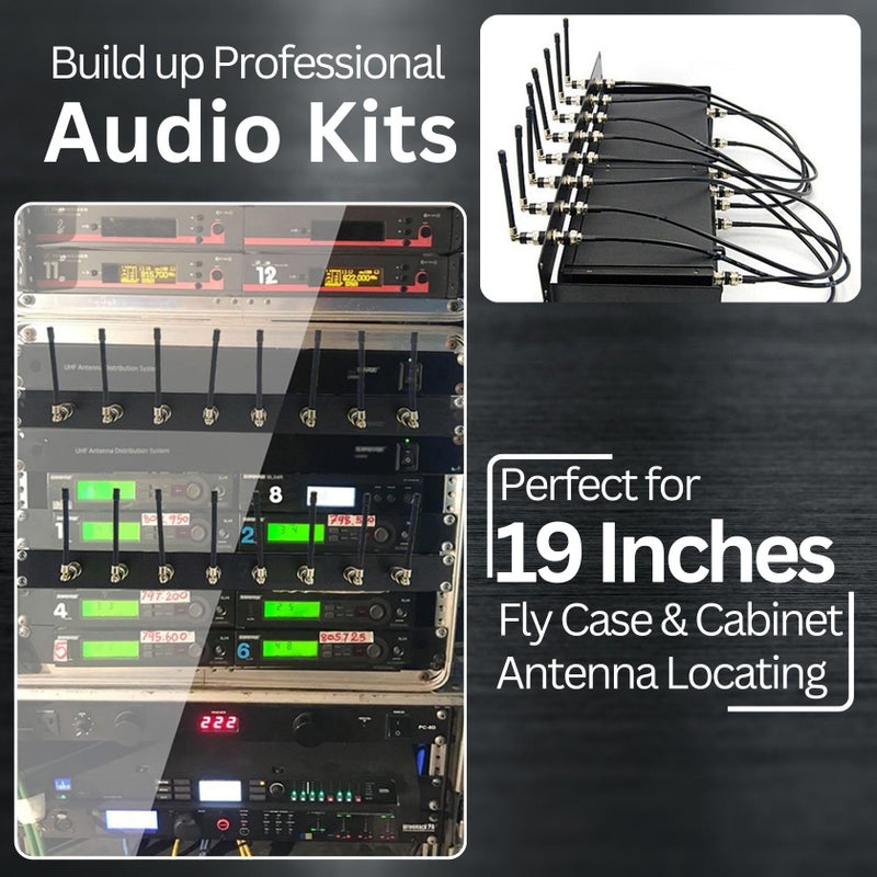 RhymKawa Universal 8-Port Antenna Distribution System for Wireless Microphone Receivers Installing on 1U 19" Audio Rack Mount Kit - Image 4